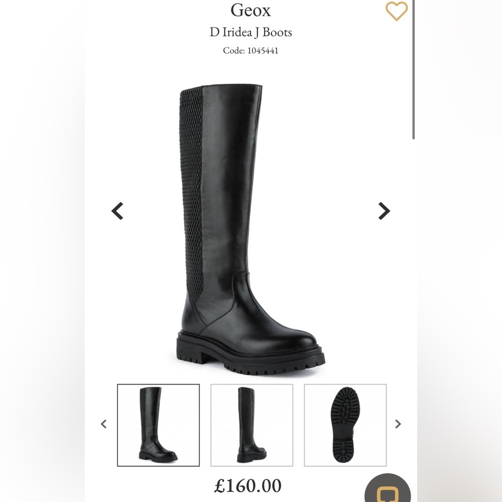 Geox Black Knee-High Leather Boots